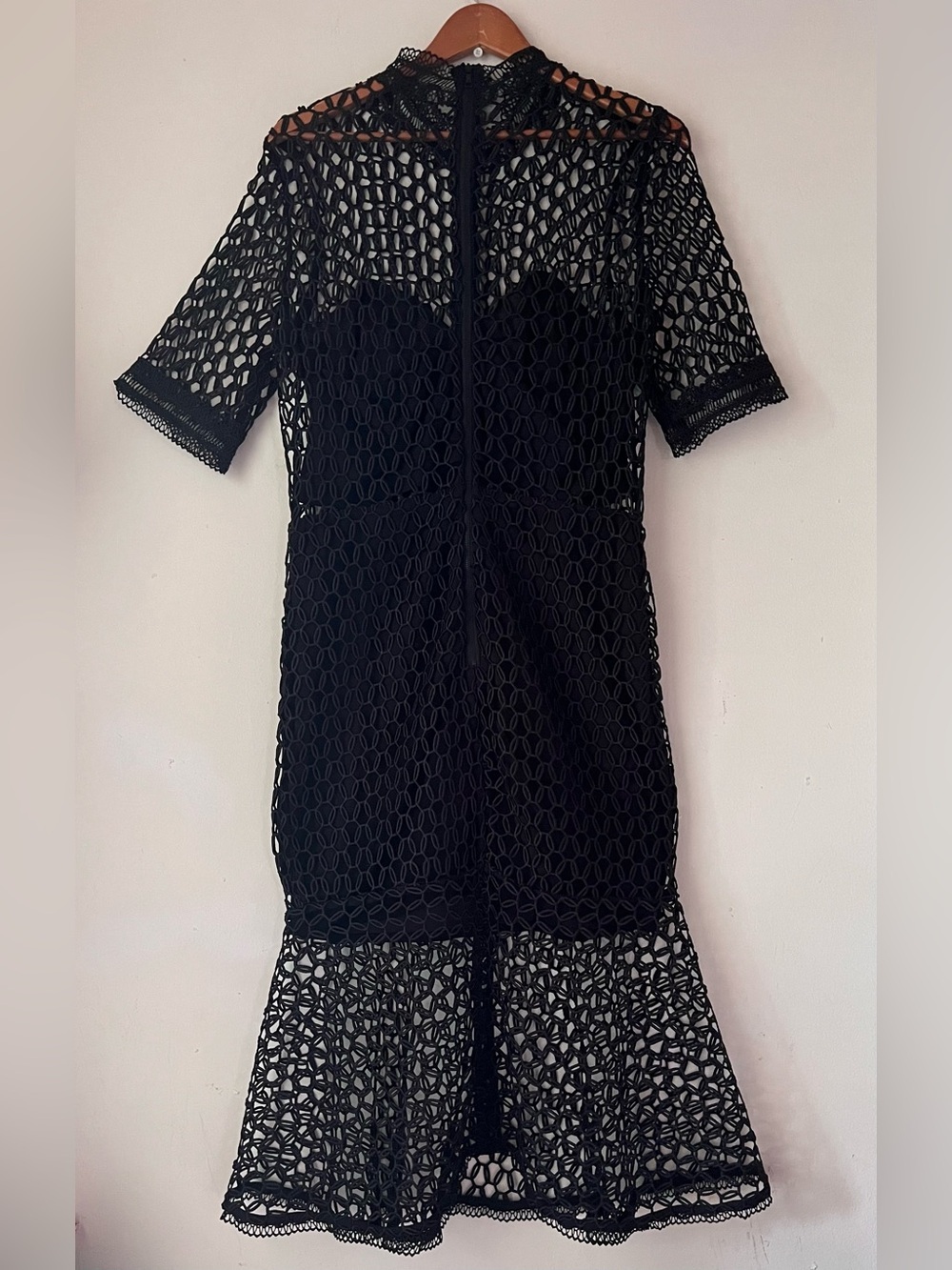 Bardot Fiona Mesh Lace Trumpet Midi Dress Black Size 12 XL 51820DB - Picture 4 of 15